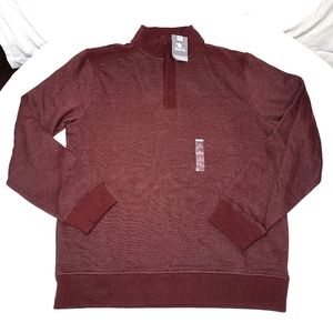 Van Heusen Burgundy Classic Fit Long Sleeve Melange Mock Neck Pullover Sweater